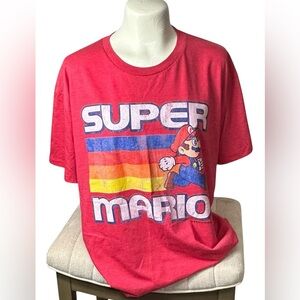 Super Mario Rainbow Graphic T-Shirt in red